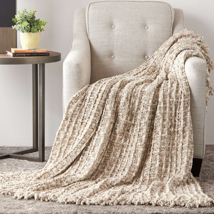 Bernat Waffle & Fringe Crochet Blanket Single Size