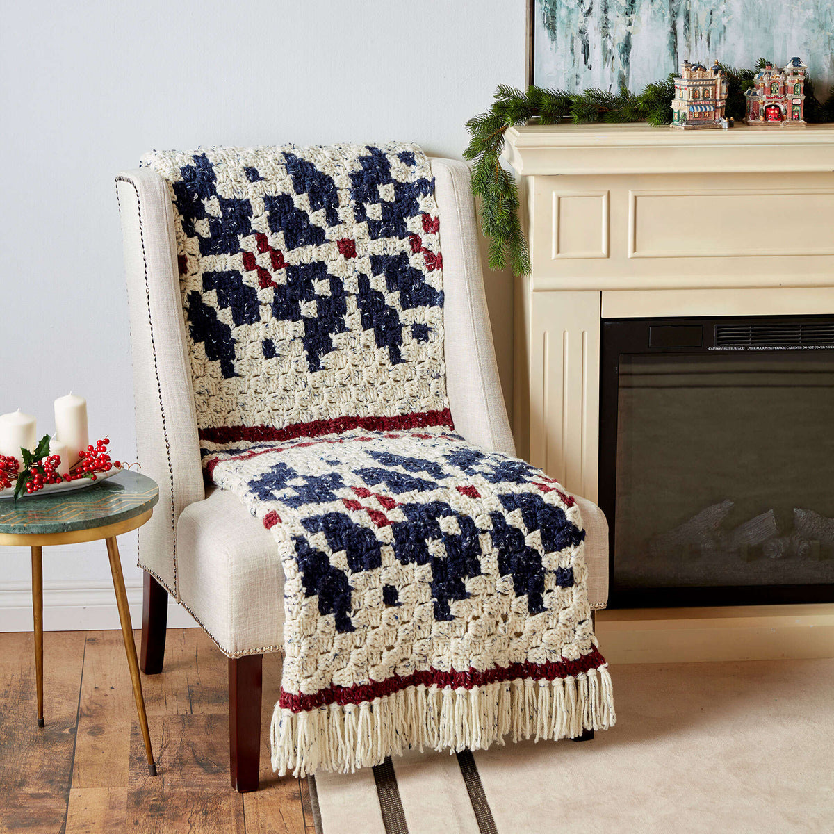 Crochet Blanket made in Bernat Softee Chunky Tweeds yarn