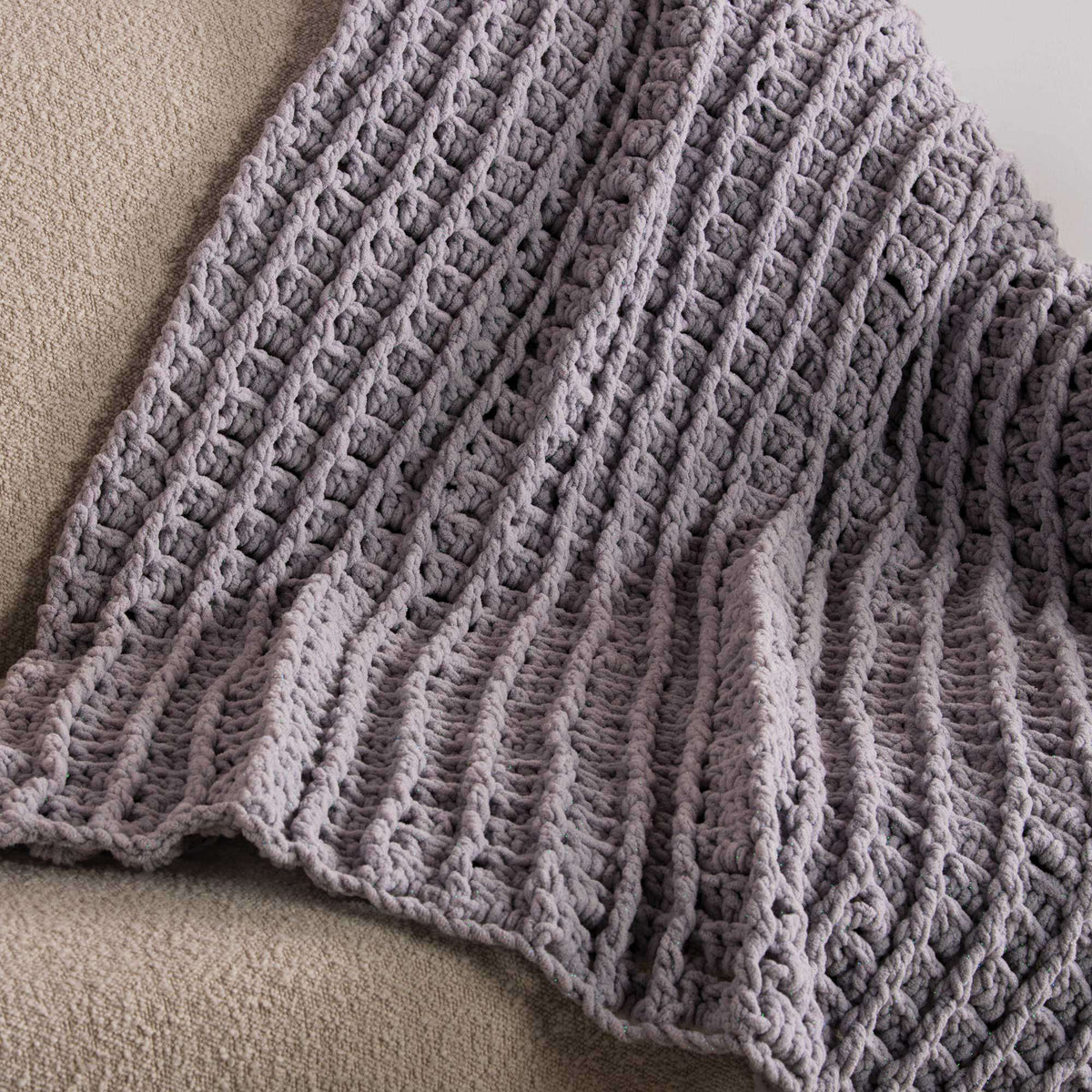 Crochet Blanket made in Bernat Blanket Sparkle yarn