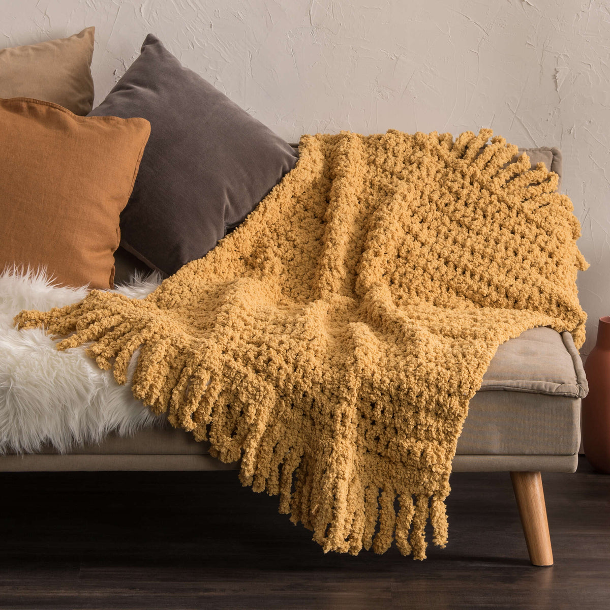 Crochet Blanket made in Bernat Sheepy yarn