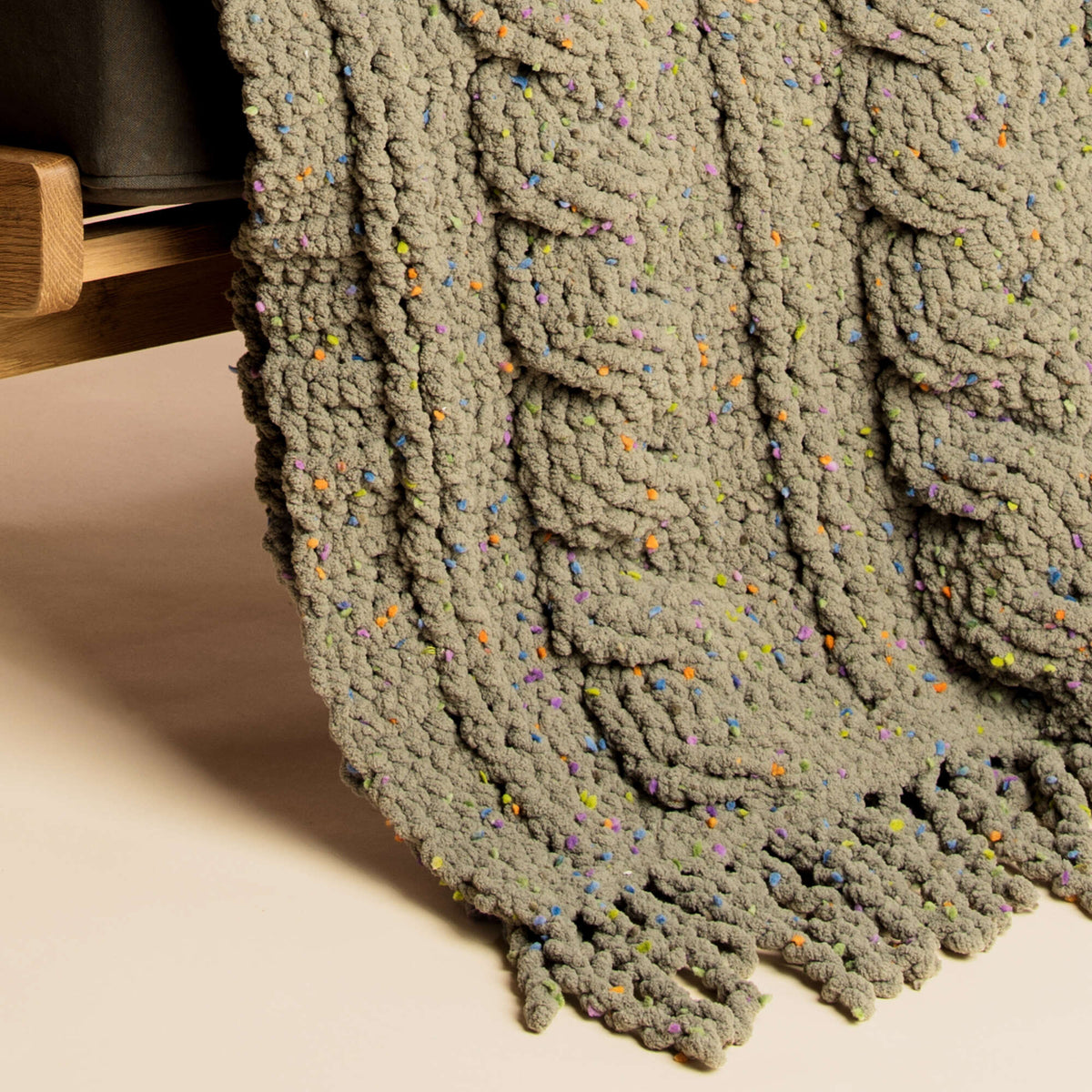Crochet Blanket made in Bernat Blanket Confetti yarn