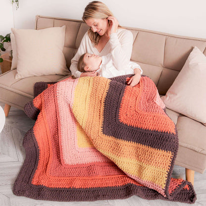 Bernat Striped Steps Crochet Blanket Crochet Blanket made in Bernat Blanket O'Go yarn