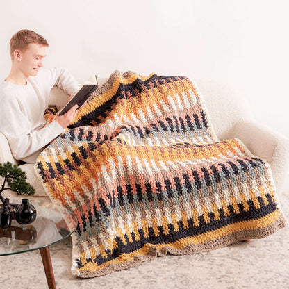 Bernat Striped Blocks Crochet Blanket Crochet Blanket made in Bernat Blanket O'Go yarn