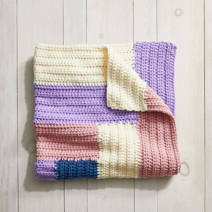 Stitch Club Crochet Log Cabin Blanket + Tutorial Crochet Blanket made in Bernat Softee Baby Chunky yarn
