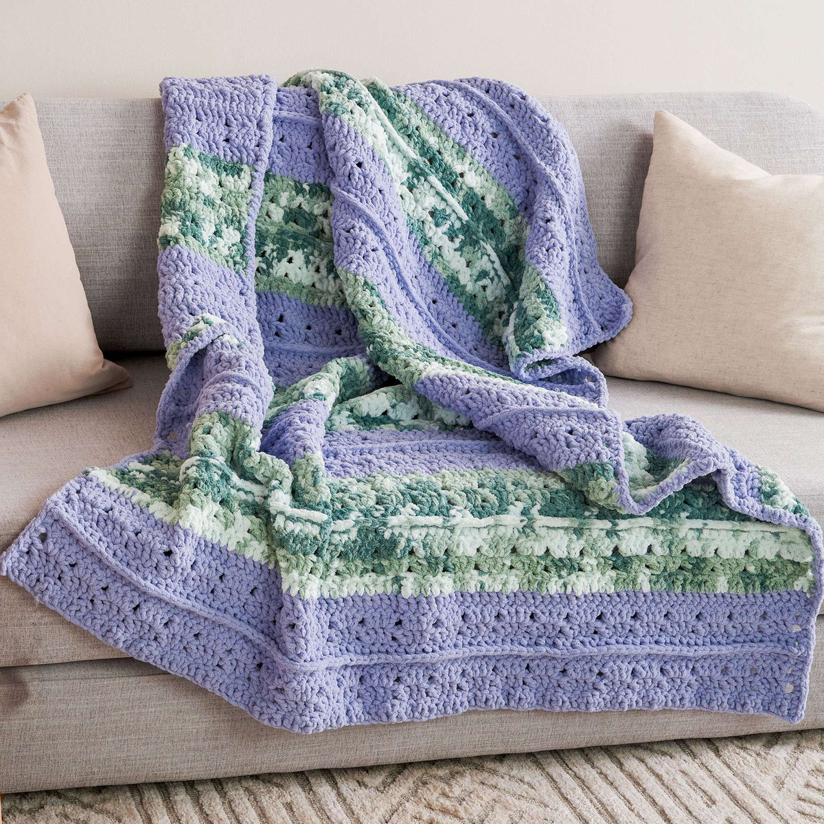 Crochet Blanket made in Bernat Blanket Tie Dye-ish yarn