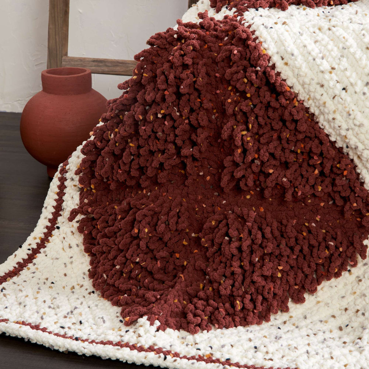 Crochet Blanket made in Bernat Blanket Confetti yarn
