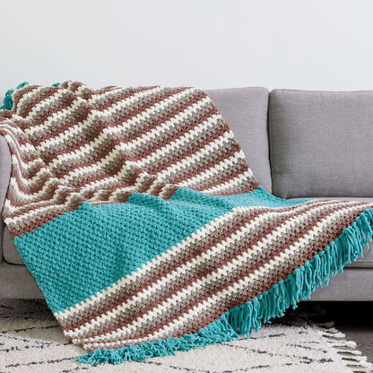 Bernat Color Block Stripes Crochet Blanket Crochet Blanket made in Bernat Blanket O'Go yarn