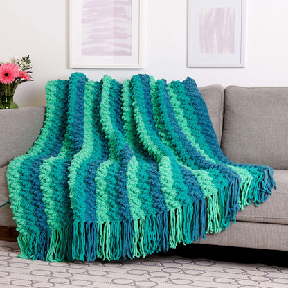 Bernat Crochet Chevron Bobble Stripes Blanket Crochet Blanket made in Bernat Blanket O'Go yarn
