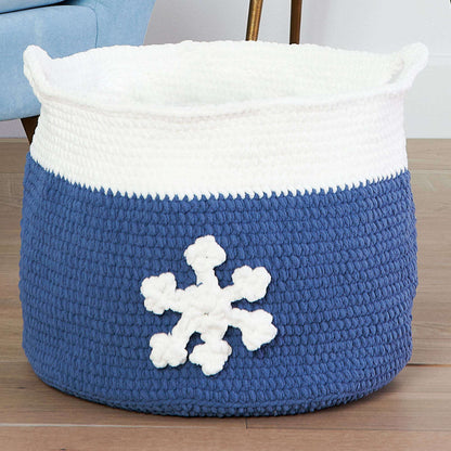 Bernat Crochet Snowflake Basket Crochet Basket made in Bernat Blanket yarn