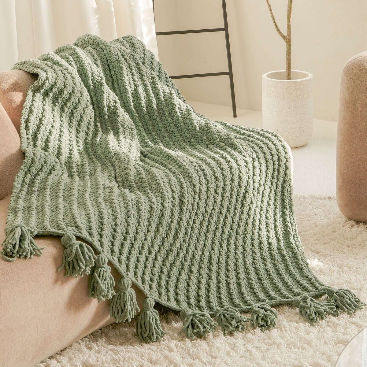 Crochet Blanket made in Bernat Blanket yarn
