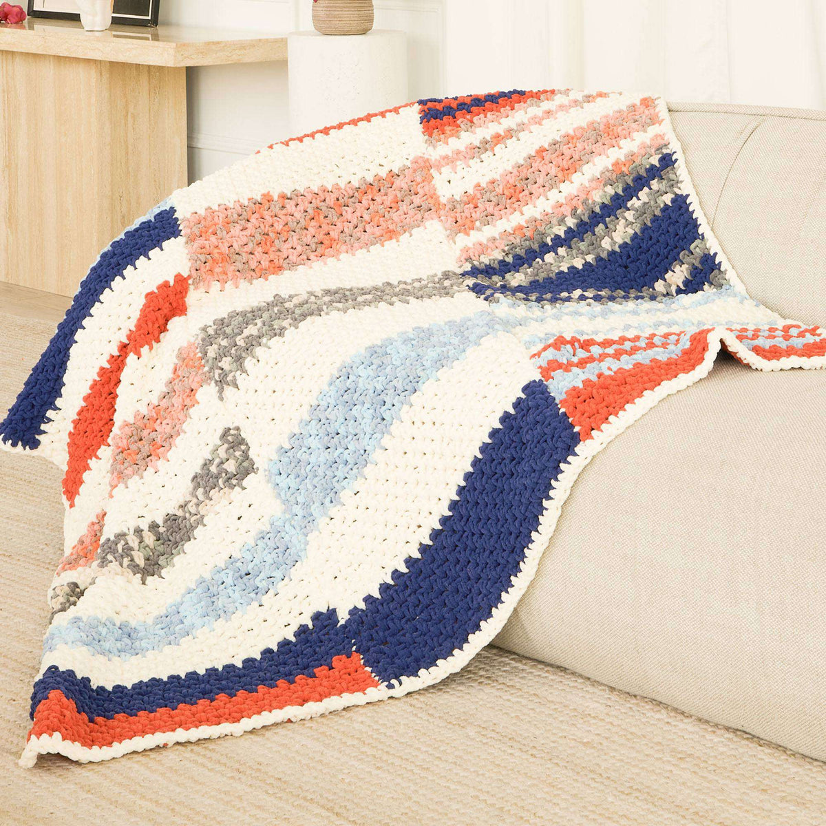 Crochet Blanket made in Bernat Blanket yarn