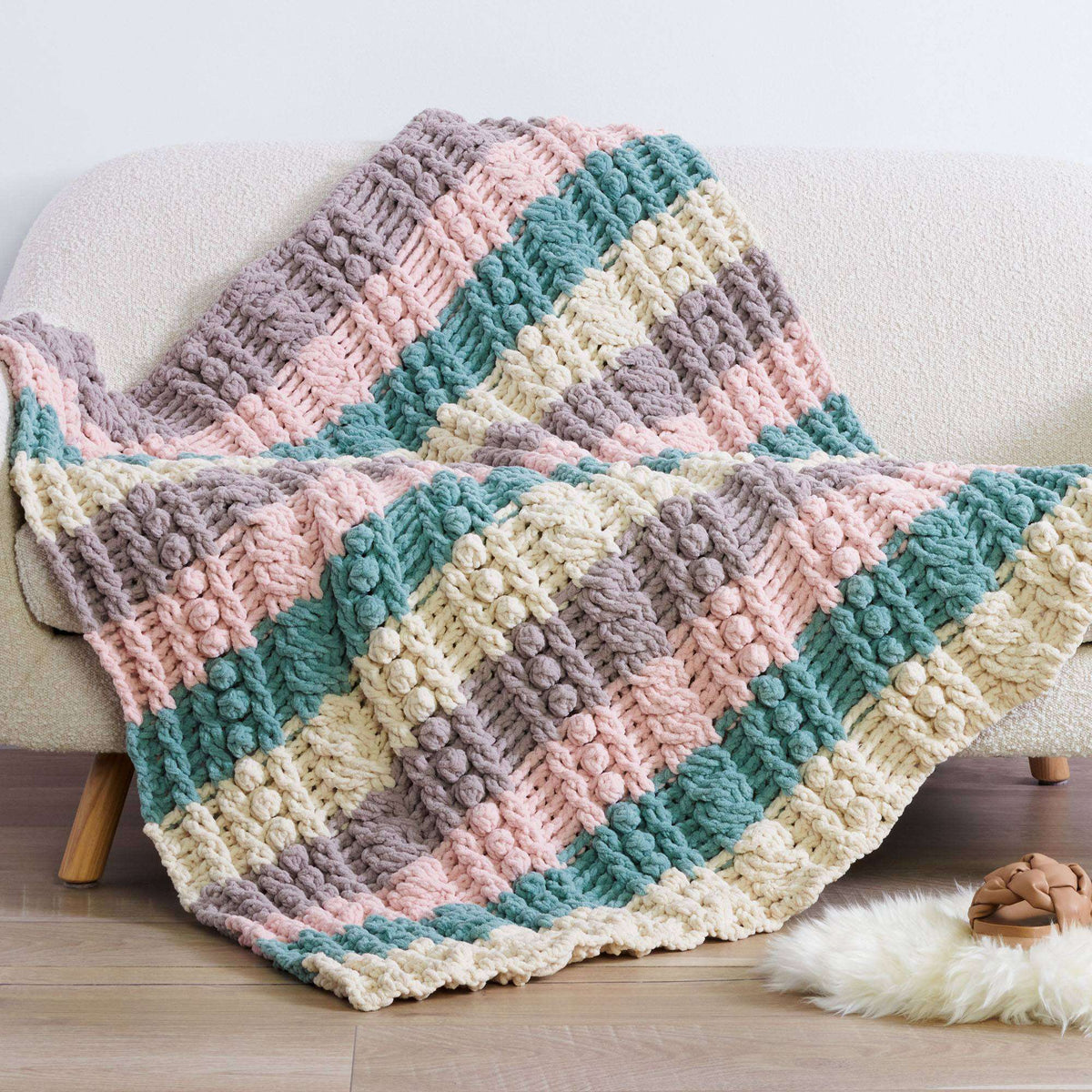Crochet Blanket made in Bernat Blanket yarn