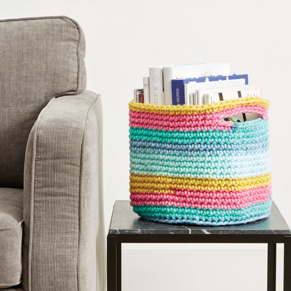 Crochet Basket made in Bernat Pop! Bulky yarn