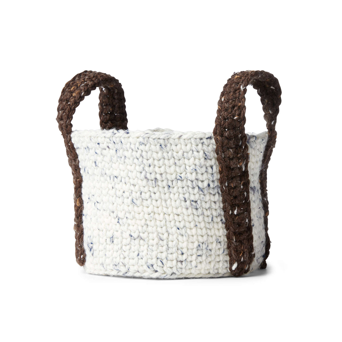 Crochet Basket made in Bernat Softee Chunky Tweeds yarn