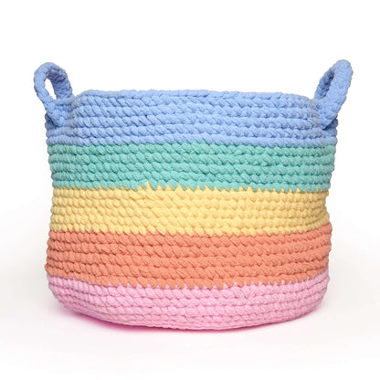 Bernat Crochet Rainbow Stripe Basket Crochet Rainbow Stripe Basket made using Bernat yarn
