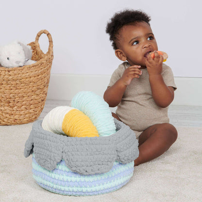 Bernat Crochet Petal Striped Basket Crochet Basket made in Bernat Baby Blanket yarn