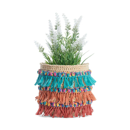 Bernat Crochet On the Fringe Basket Crochet Basket made in Bernat Suede-ish yarn