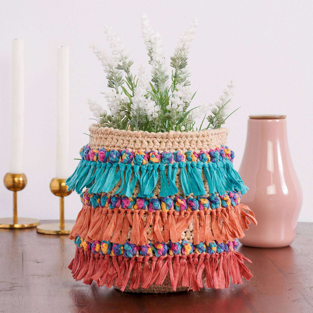 Crochet Basket made in Bernat Suede-ish yarn
