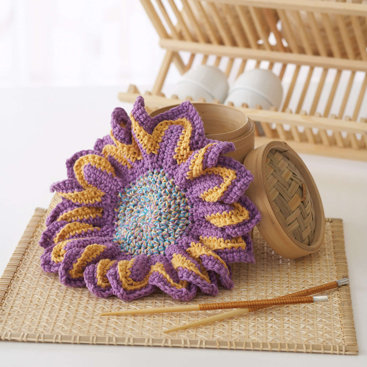 Crochet Dishcloth made in Bernat Handicrafter Cotton yarn
