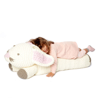 Bernat Crochet Bunny Floor Pillow Crochet Pillow made in Bernat Baby Blanket yarn