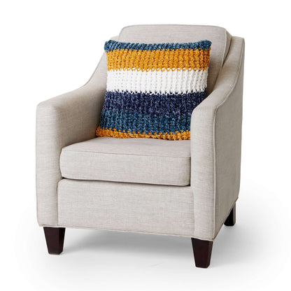 Bernat Cozy Ribbed Crochet Pillow Crochet Pillow made in Bernat Velvet Stripes yarn