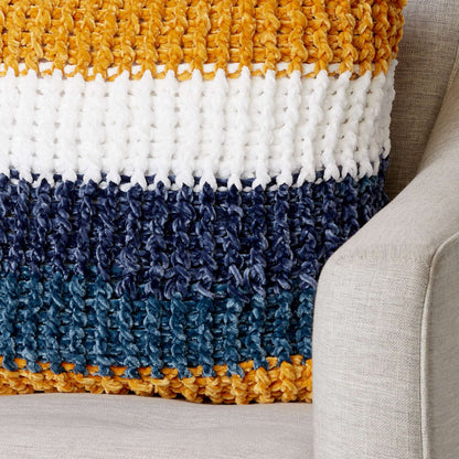 Bernat Cozy Ribbed Crochet Pillow Crochet Pillow made in Bernat Velvet Stripes yarn