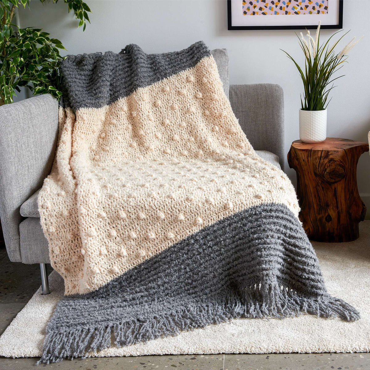 Crochet Blanket made in Bernat Freesia yarn