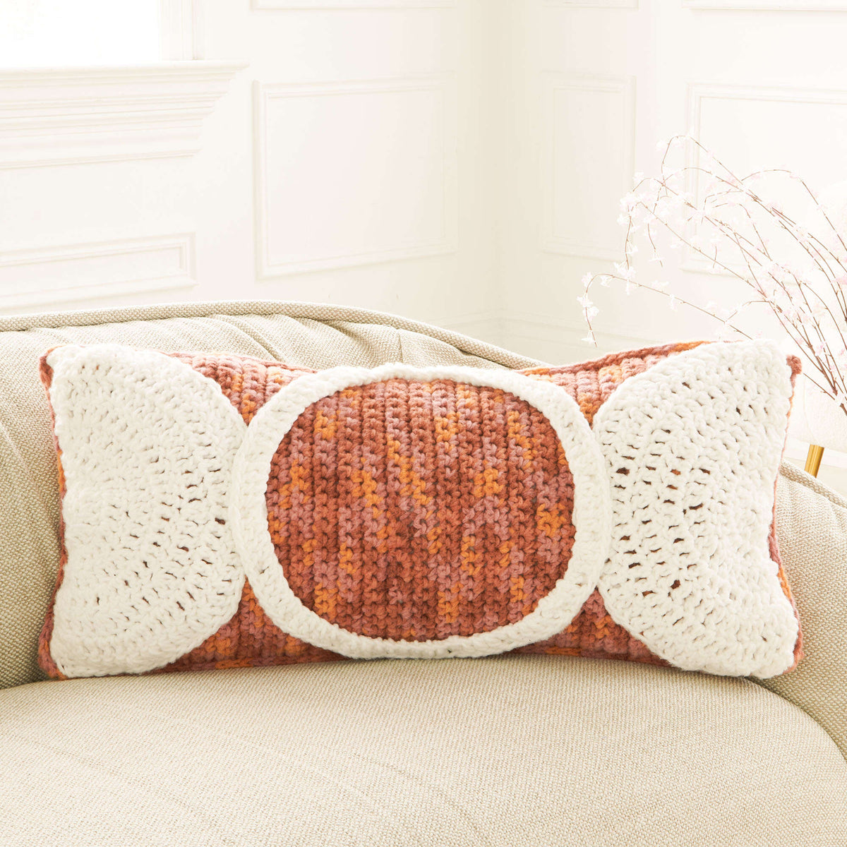 Crochet Pillow made in Bernat Forever Fleece yarn
