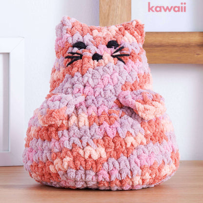 Bernat Crochet Pear Bottom Cat Crochet Toy made in Bernat Blanket yarn