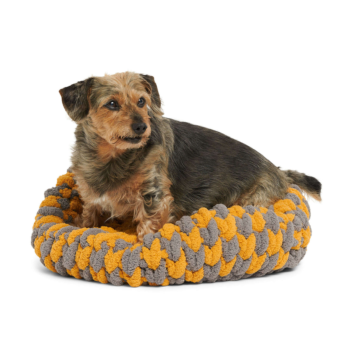 Crochet Pet Bed made in Bernat Blanket Extra Thick yarn