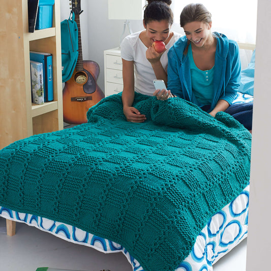 Knit Blanket made in Bernat Softee Chunky yarn