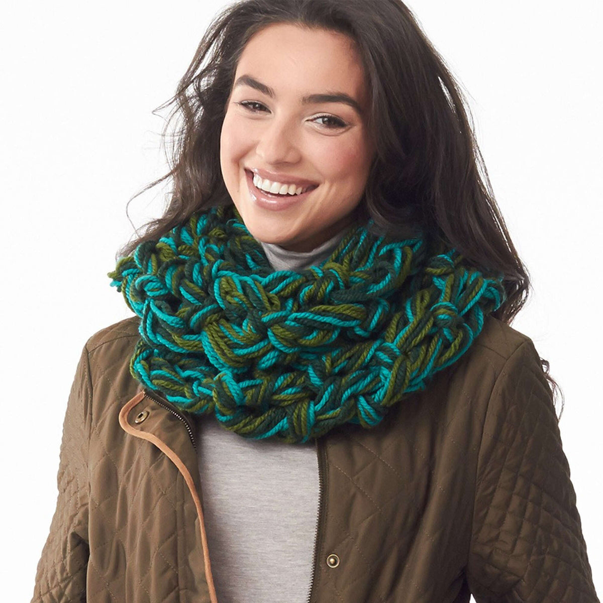 Knit Cowl made in Bernat Softee Chunky yarn