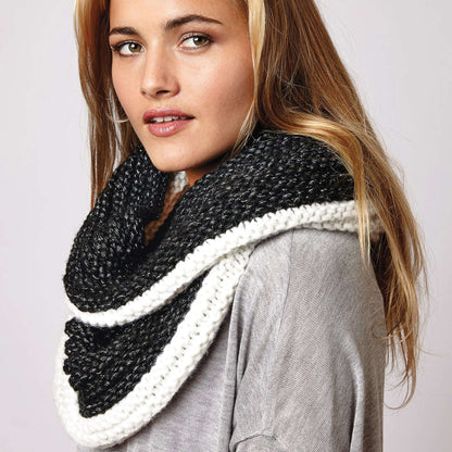 Bernat Knit Contrast Ridged Cowl Knit Cowl made in Bernat Dazzle yarn