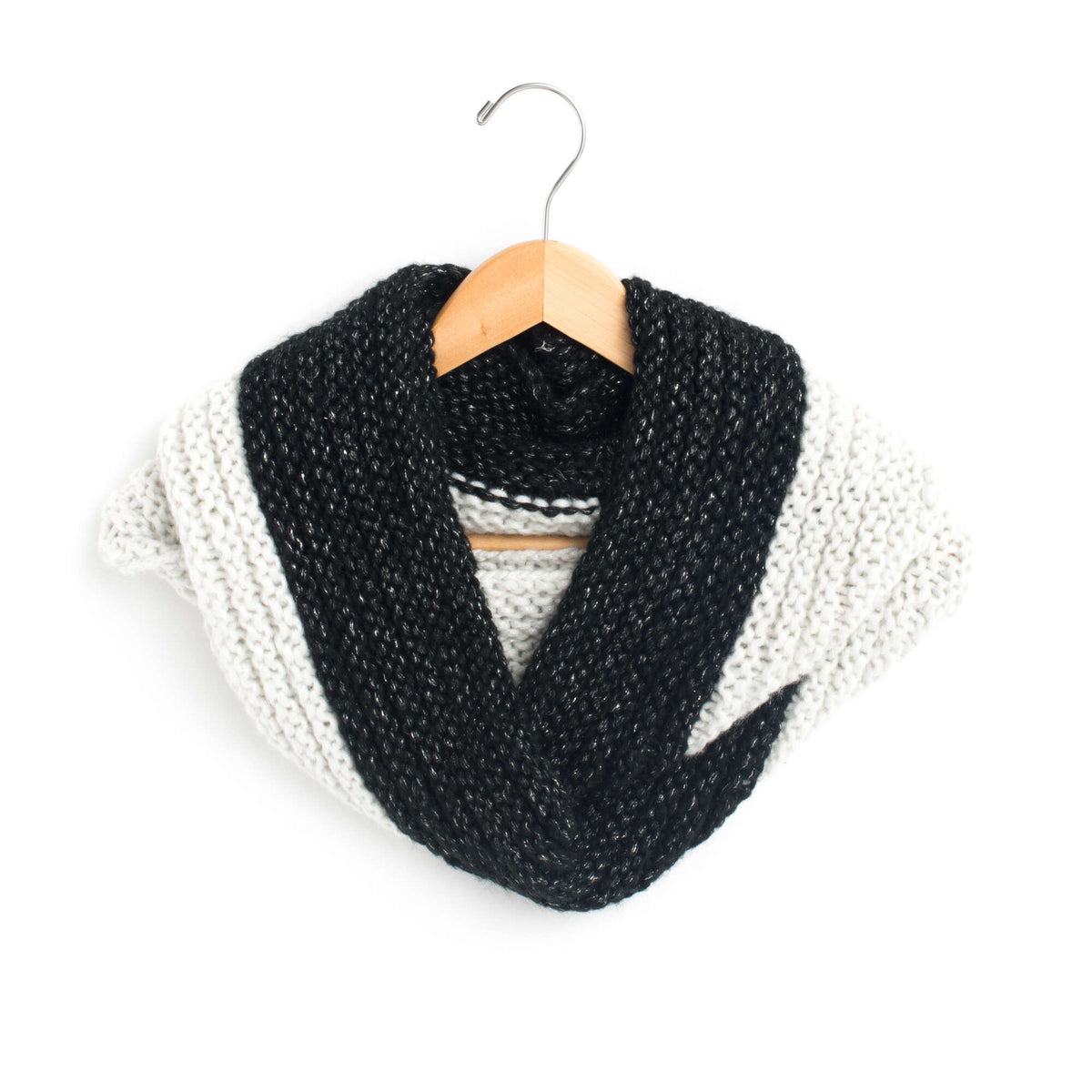 Knit Cowl made in Bernat Dazzle yarn