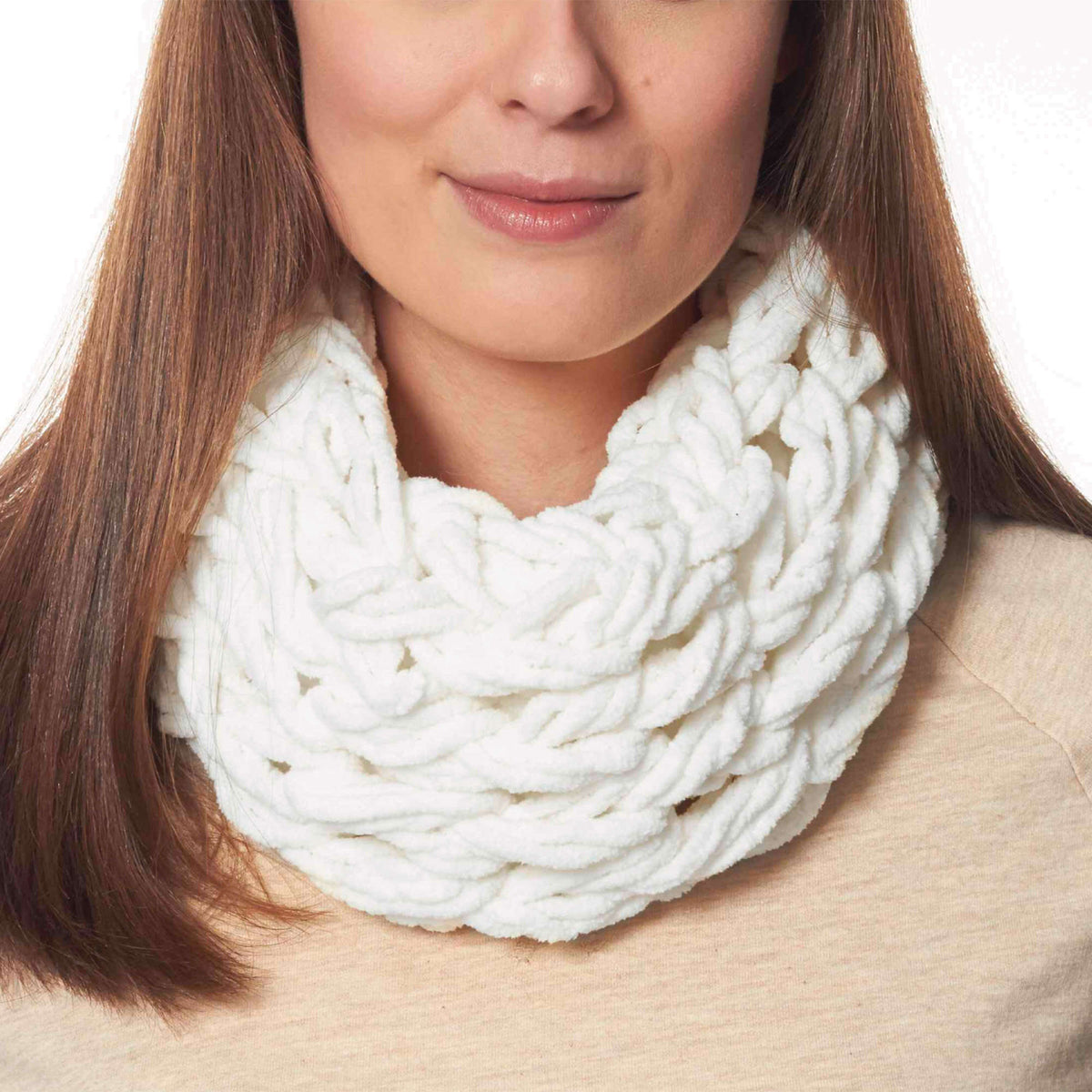 Knit Cowl made in Bernat Baby Blanket yarn