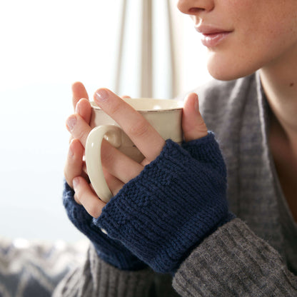 Bernat Knit Fingerless Gloves Knit Mitten made in Bernat Satin yarn