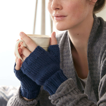 Bernat Knit Fingerless Gloves Knit Mitten made in Bernat Satin yarn