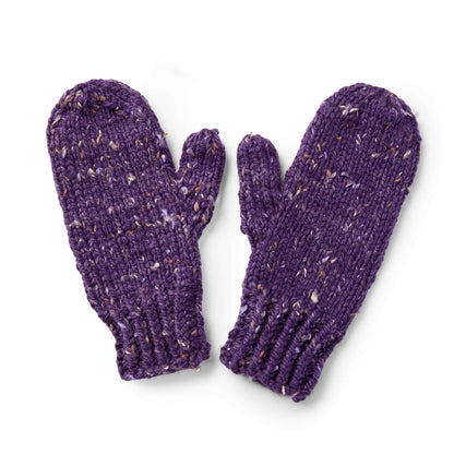 Bernat Cozy Knit Mittens Knit Mitten made in Bernat Softee Chunky Tweeds yarn