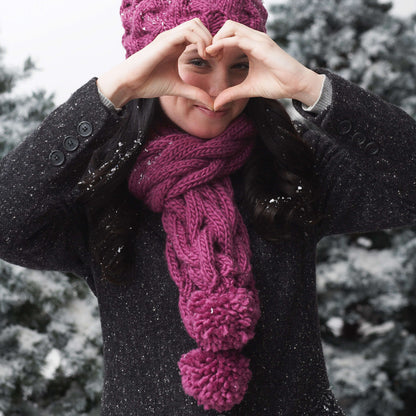 Bernat Knit Snowdrift Cable Set Scarf