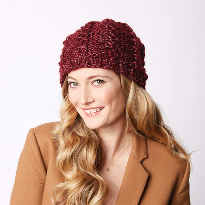 Bernat Shining Swirls Knit Hat Knit Hat made in Bernat Dazzle yarn
