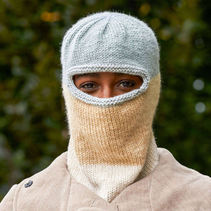 Bernat Striped Knit Balaclava Knit Hat made in Bernat Pop yarn
