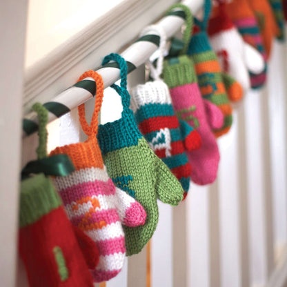 Bernat Knit Advent Mini Mittens Knit Holiday made in Bernat Satin yarn