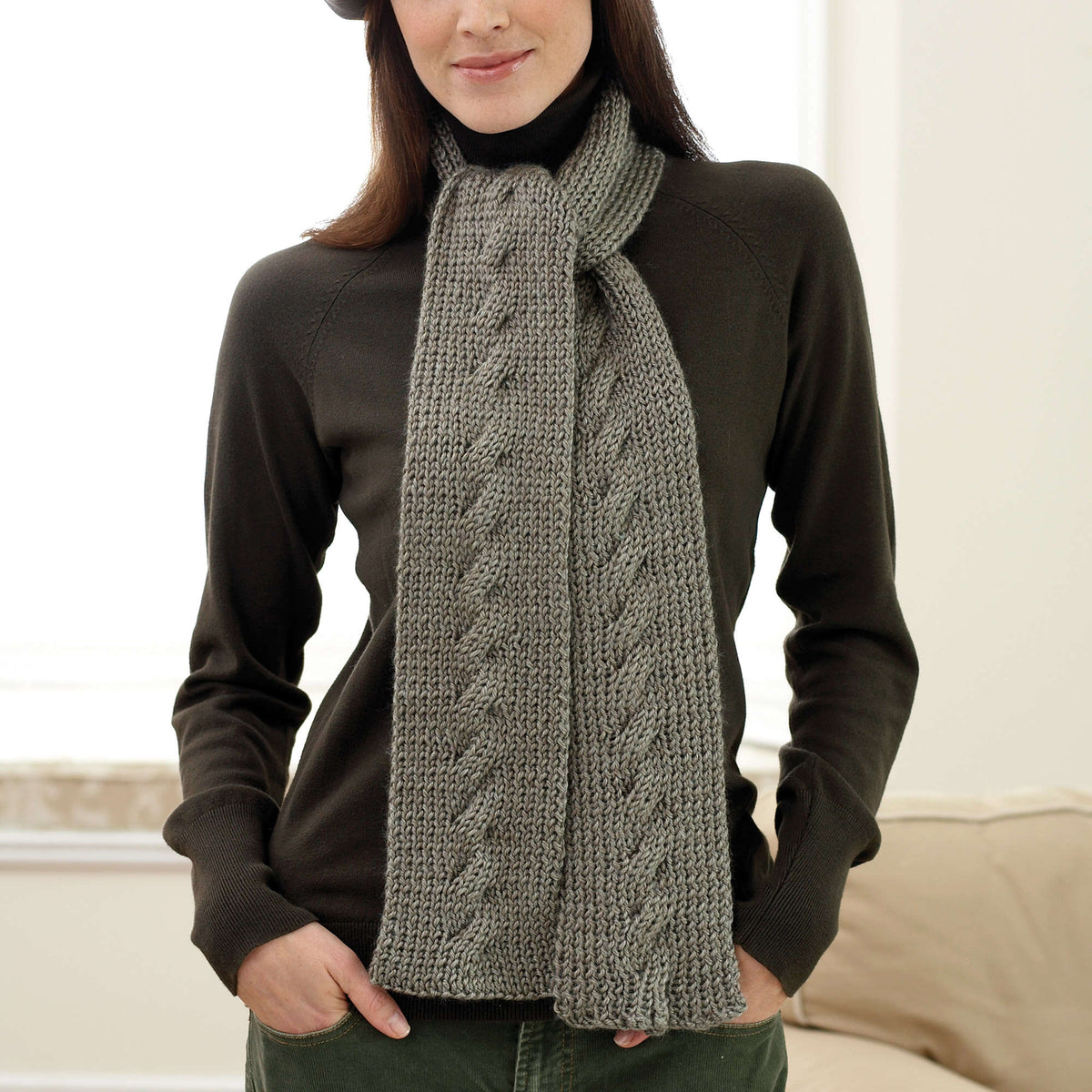 Knit Scarf made in Bernat Satin yarn
