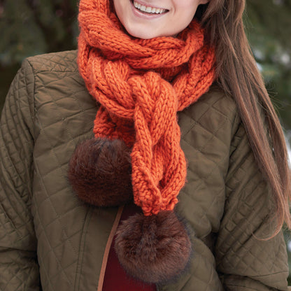 Bernat Knit Snowdrift Cable Scarf Knit Scarf made in Bernat Roving yarn