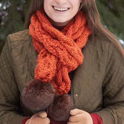 Bernat Knit Snowdrift Cable Scarf Knit Scarf made in Bernat Roving yarn
