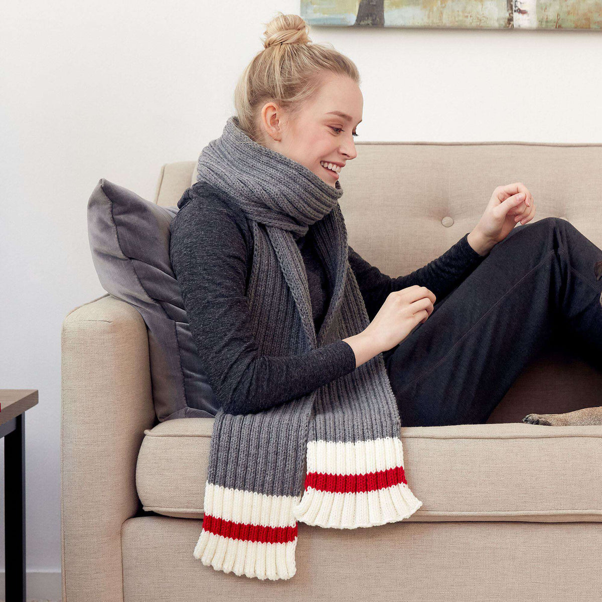 Knit Scarf made in Bernat Super Value yarn