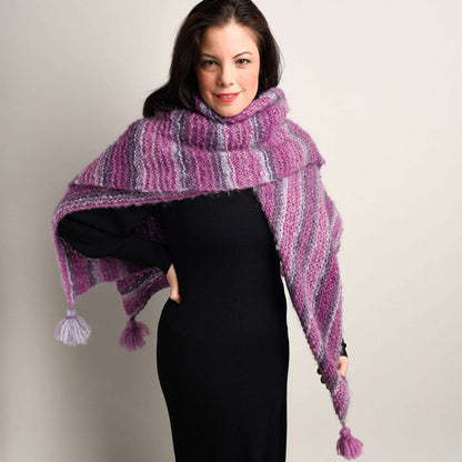 Bernat Garter and Tassels Knit Blanket Scarf Knit Blanket made in Bernat Plentiful yarn