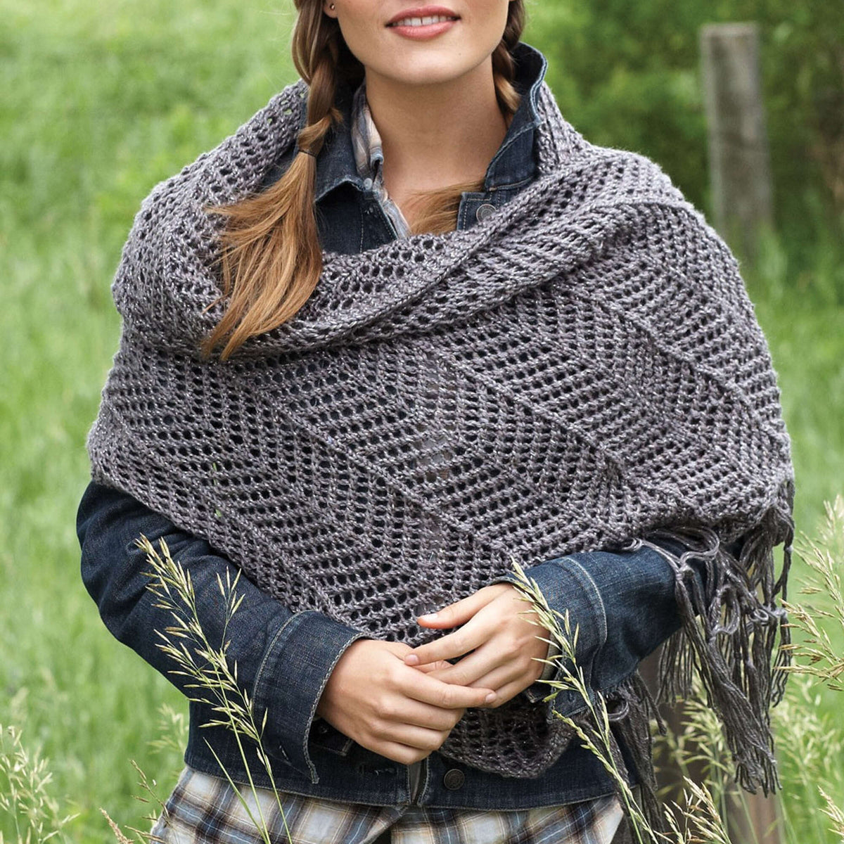 Knit Shawl made in Bernat Satin yarn
