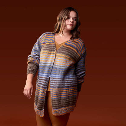 Bernat Slouchy Stripes Knit Cardigan XS/S