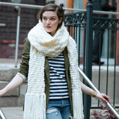Bernat Rib Check Knit Super Scarf Knit Scarf made in Bernat Wool-Up Bulky yarn